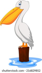 Cartoon Pelican in the bay
