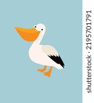 Cartoon pelican. exotic bird. Vector cute pelican.