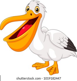 Cartoon pelican isolated on white background
