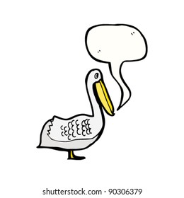 cartoon pelican with thought bubble