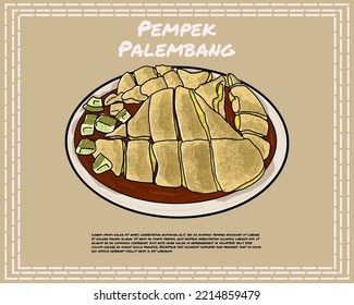 Cartoon pempek, typical food from palembang, indonesia