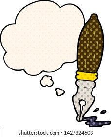 cartoon pen with thought bubble in comic book style