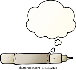 cartoon pen with thought bubble in smooth gradient style