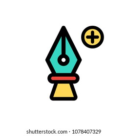 cartoon pen tool colored with plus icon