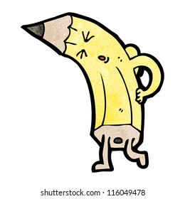 lápiz de dibujos animados con espalda mala
