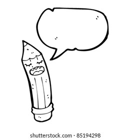 personaje de lápiz de dibujos animados hablando