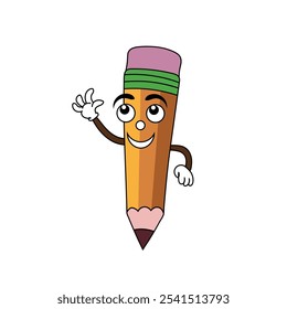 Cartoon pencil character vector drawing