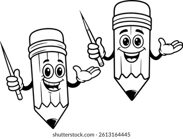 Cartoon Pencil Coloring Page, Vector File