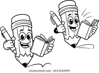 Cartoon Pencil Coloring Page, Vector File