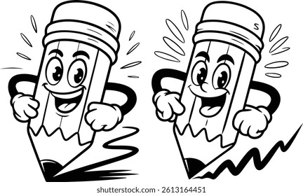 Cartoon Pencil Coloring Page, Vector File