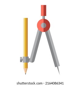 Cartoon pencil compass vector isolated element