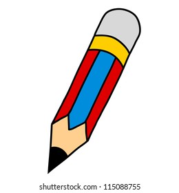 Cartoon pencil hand writing. vector