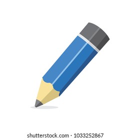 Cartoon Pencil Icon Isolated on White Background, Vector Illustration