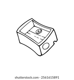 cartoon of pencil sharpener on white