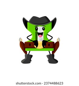 Cartoon Stift Schärfer Schule versorgt Cowboy, Ranger, Sheriff und Räuber Charakter. Der isolierte Vektor-Wild-West-Scharfschützen ist bereit, Ihre stumpfgrünen Bleistifte zu zerreißen und ihnen einen scharfen Punkt zu geben.