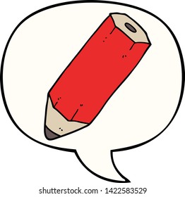 cartoon pencil with speech bubble
