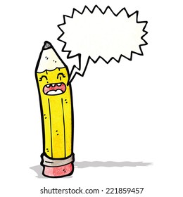 lápiz de dibujos animados con burbuja de habla