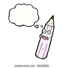 cartoon pencil thinking
