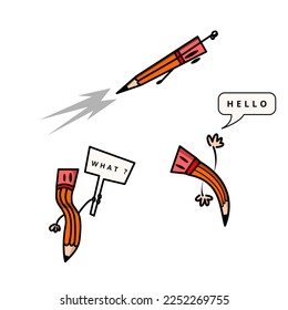 cartoon pencil vector design on white background