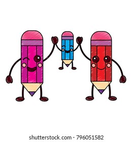 cartoon pencils kawaii character funny