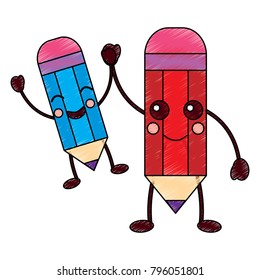 cartoon pencils kawaii character funny