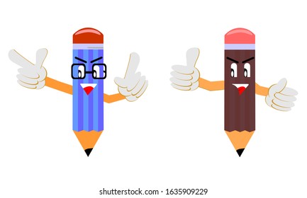 cartoon pencils vector illustration isolated on white background