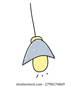 Cartoon pendant light bulb glowing