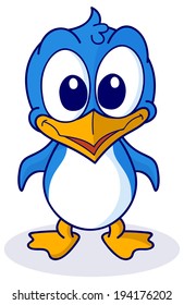 cartoon penguin for babies and little kids. Picture isolated on white background