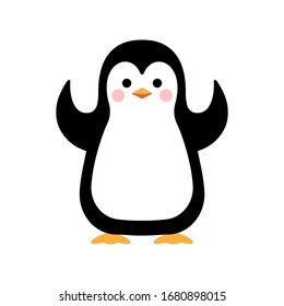 Cartoon penguin. Bird is sitting. Vector illustration.