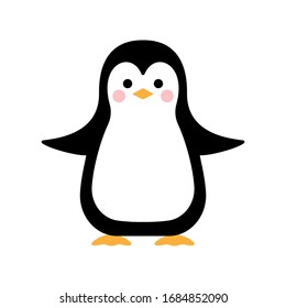 Cartoon penguin. Bird is sitting. Vector illustration.