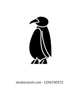 Cartoon penguin black icon, vector sign on isolated background. Cartoon penguin concept symbol, illustration 