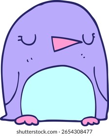 cartoon penguin in bright neon color