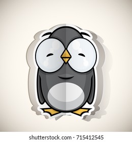 Cartoon penguin character cut out from paper. Vector collection.