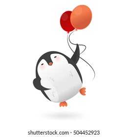 Cartoon penguin character. Funny bird. Vector winter illustration isolated on white background