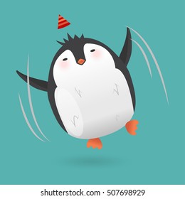 Cartoon penguin character. Funny bird. Vector winter illustration isolated on white background