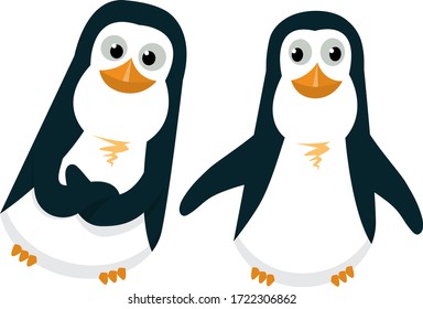 cartoon penguin  character - set of penguins in various poses