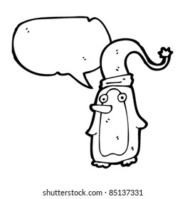 cartoon penguin in christmas hat