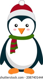 Cartoon Penguin For Christmas With Hat And Sal Vector Illustration Eps 10