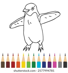 cartoon penguin coloring book design illustration 