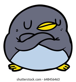 cartoon penguin with crossed arms