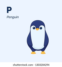 Cartoon penguin  cute character for children  Vector illustration in cartoon style  Animal alphabet 