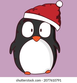 cartoon penguin with a cute red hat