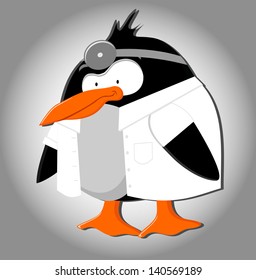 Cartoon penguin as doctor (vector)