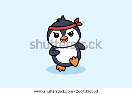 Cartoon Penguin Exercising Fun Illustration