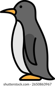 Ilustração do ícone preenchido do pinguim dos desenhos animados