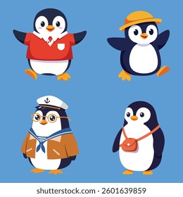 Cartoon Penguin Friends Vector Pack