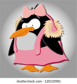Cartoon penguin girl (vector)