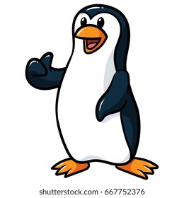 Cartoon Penguin Giving Thumbs Up Vector Illustration