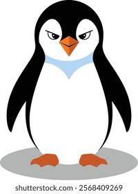 A cartoon penguin with a grumpy, angry expression.