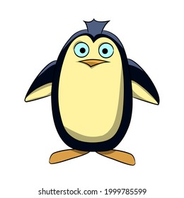 Cartoon penguin. Hand drawing. Vector graphics.